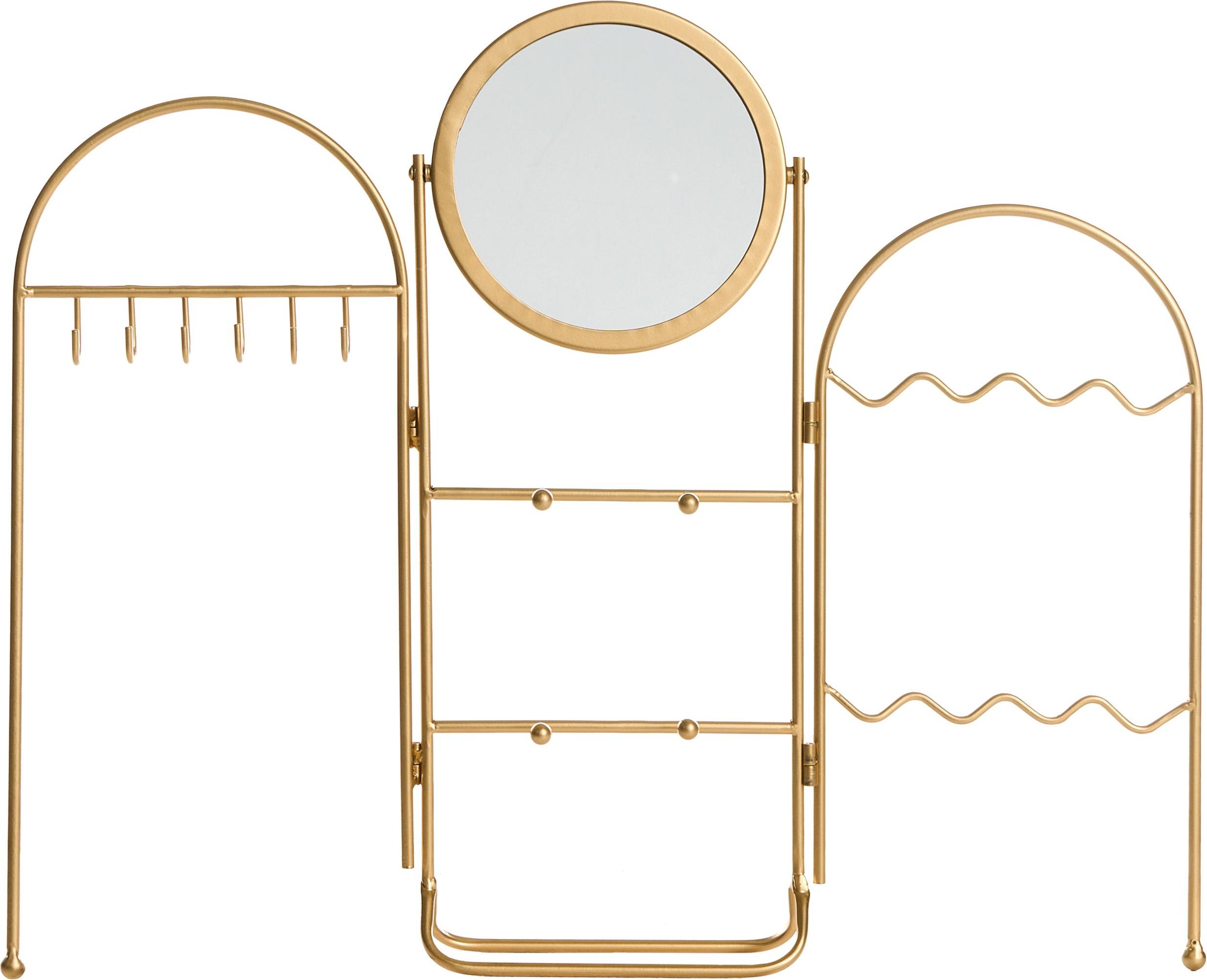 BELIANI Schmuckständer mit Spiegel Gold Metall-Schminkspiegel Schmuckhalter Schlafzimmer-Accessoires Glam-Stil 638015