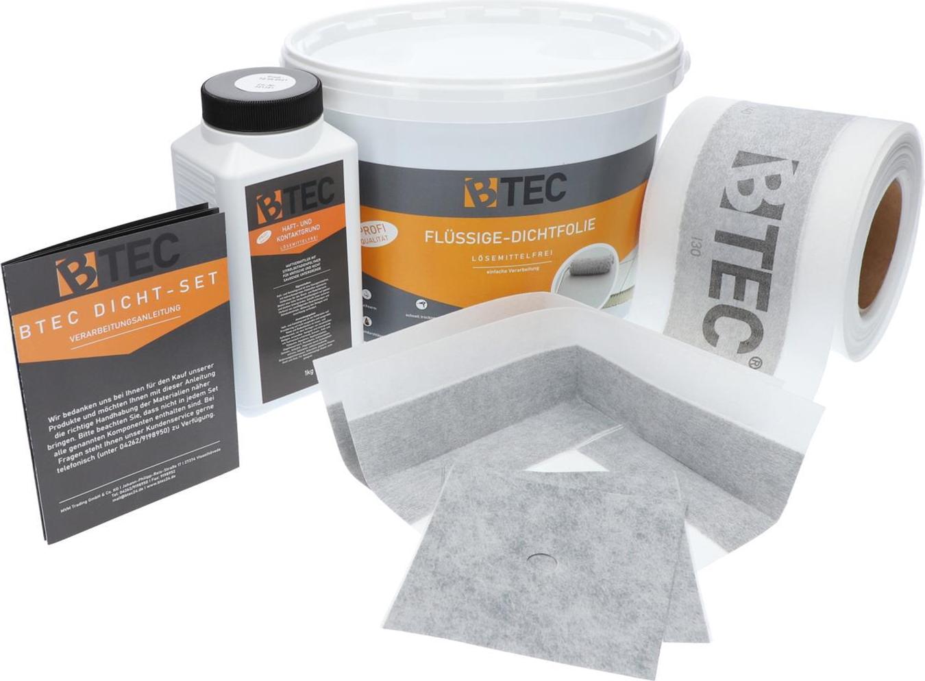 BTEC Dicht-Set 2A "SPEZIAL" zur Abdichtung von kleinen Duschnischen mit ca. 5 m² flüssige Dichtfolie Haftgrund Flüssigfolie Abdichtfolie