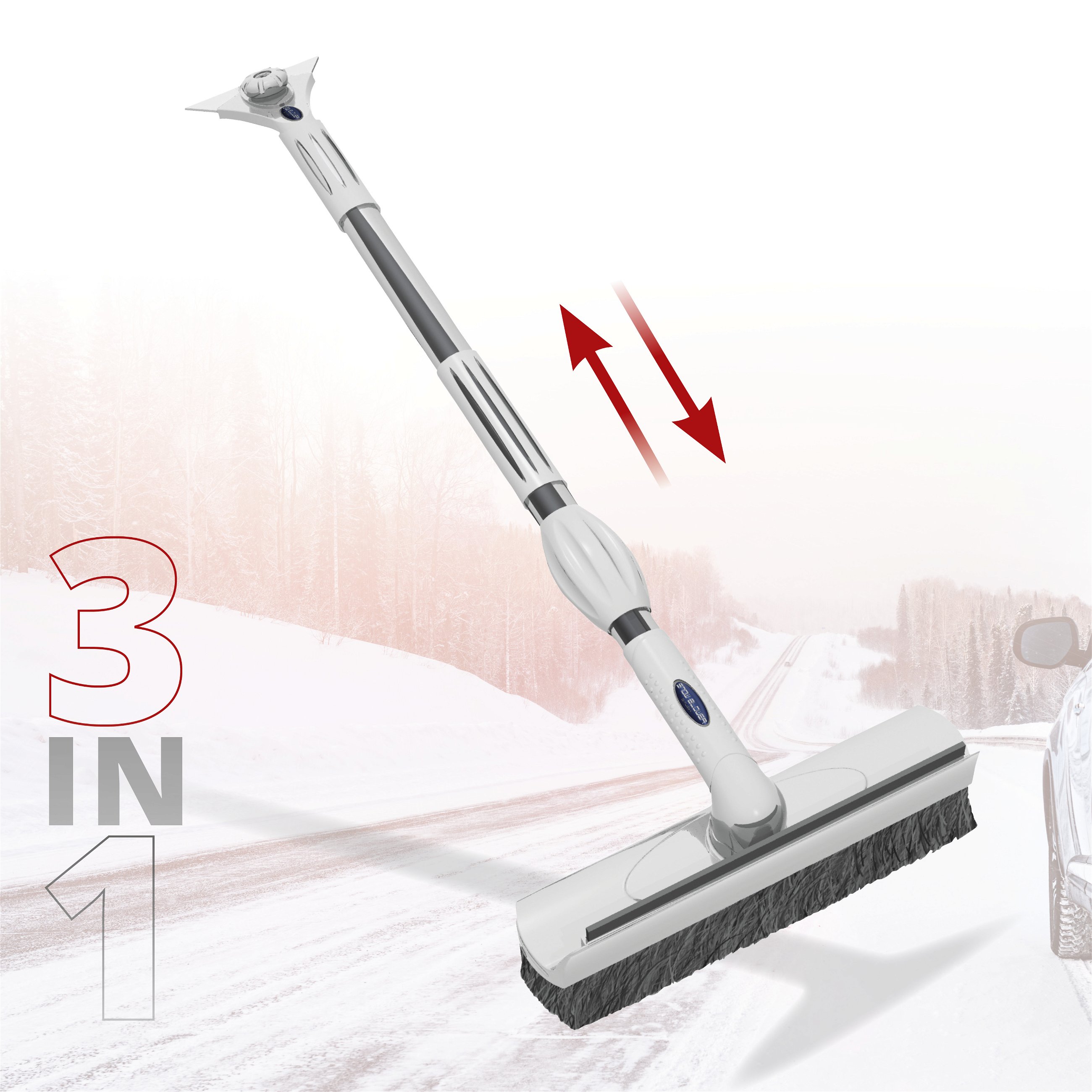 Eiskratzer mit Schneebesen für PKW und LKW, 89 - 117 cm, ausziehbar,  Wintersaison
