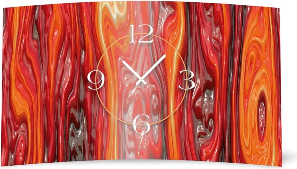 geschmolzenes Glas rot Designer Wanduhr modernes Wanduhren Design leise kein ticken dixtime 3D-0183