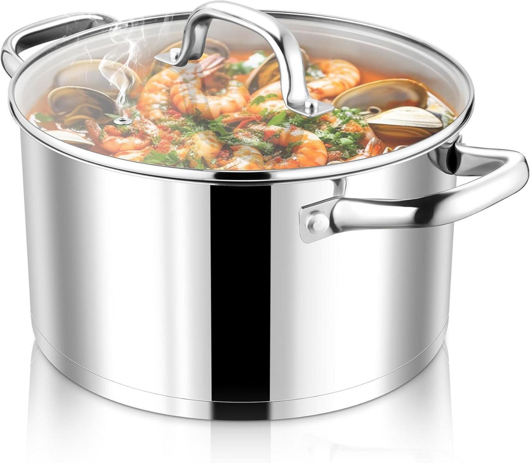 Sonstige Joyfair 20cm Edelstahl Kochtopf mit Glasdeckel 3,3L Induktion Herd Suppentopf