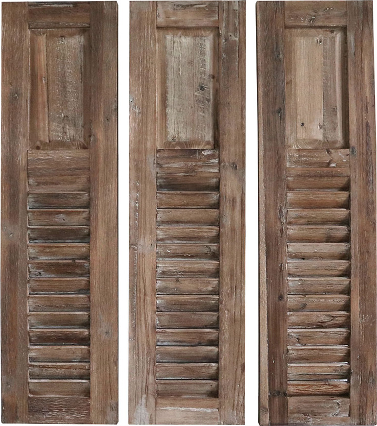 Grafelstein Wanddeko SHUTTERS braun aus Holz Fensterladen H110cm im Landhausstil 3tlg.