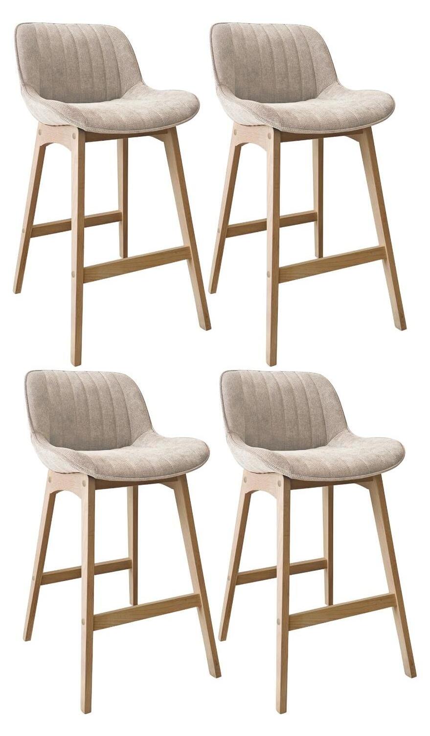 MOB-IN NORDEN Barhocker-Set Eiche & Cord-Samt H75cm