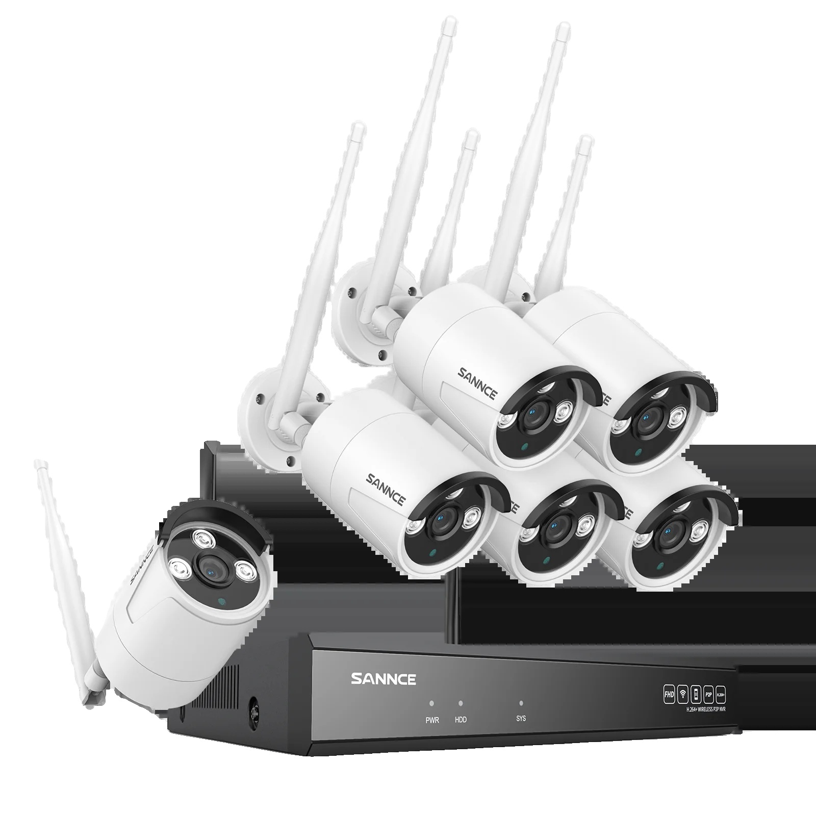 Kamerový systém WLAN, rozlíšenie 5 MP, nočné videnie do 30 metrov, 6 kamier