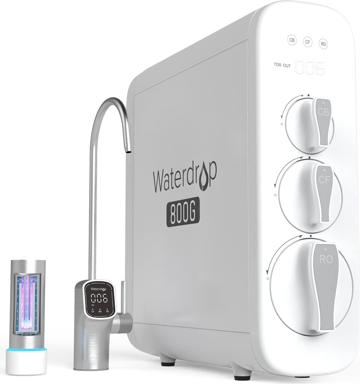 Waterdrop Umkehrosmoseanlage, 800 GPD, TDS-Reduktion, Keine Verkalkten Küchengeräte mehr, 3:1 Pure-to-Drain, RO ohne Tank,WD-G3P800