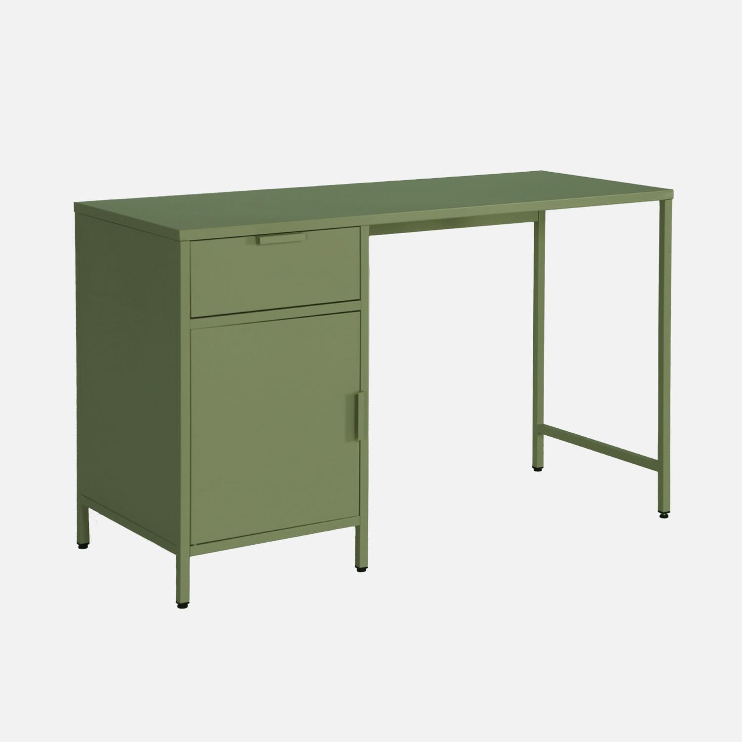 sweeek - Kinder-Schreibtisch aus laminiertem Stahl mit 1 Schublade - Khaki IKSOHODESKKK