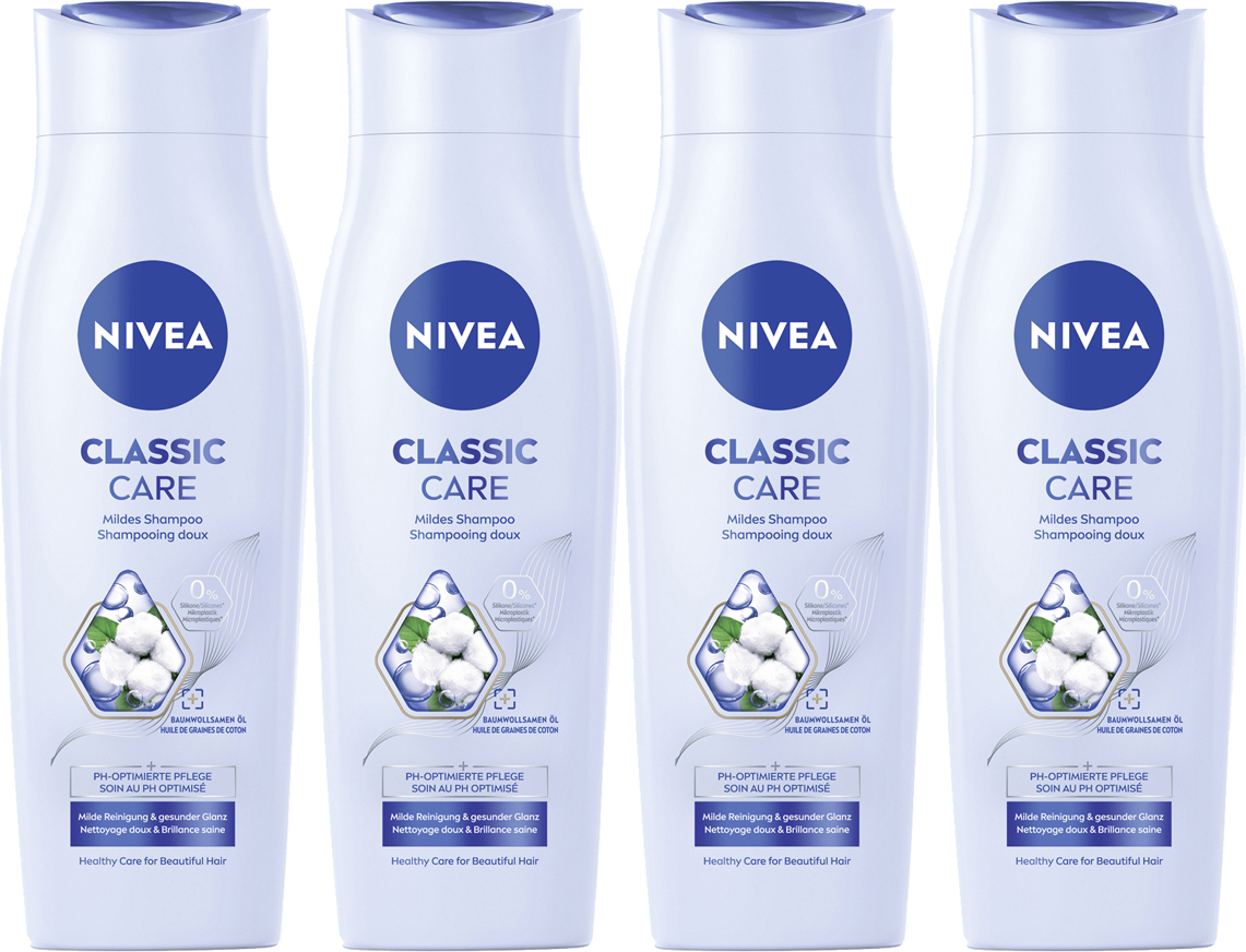Nivea Classic Care Mild pH Balance Shampoo Milde Pflege 250ml 4er Pack