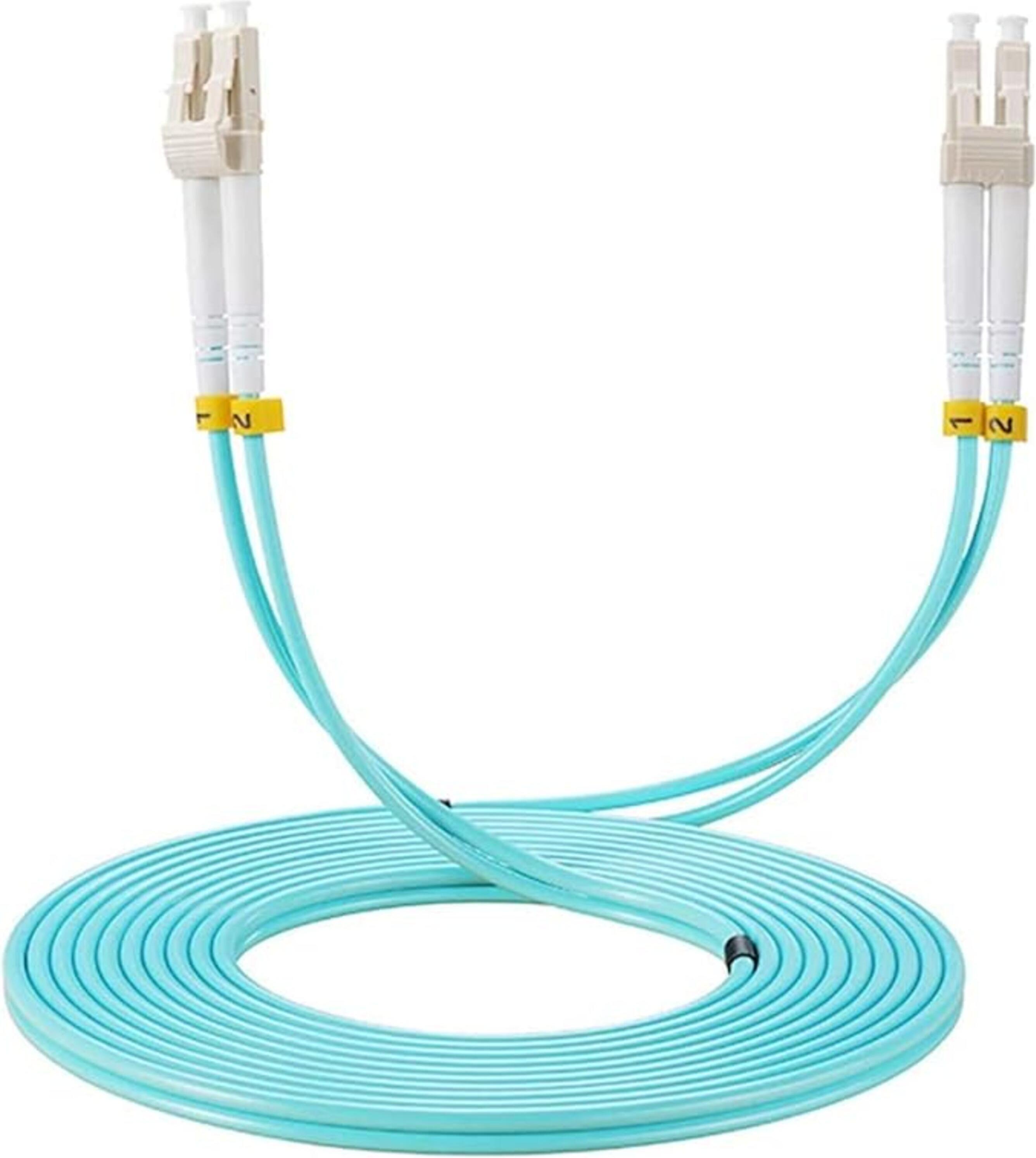 Elfcam - 2m Duplex-LWL-Kabel LC/UPC auf LC/UPC OM3 10Gb, 50/125µm, LSZH, Hochwertig