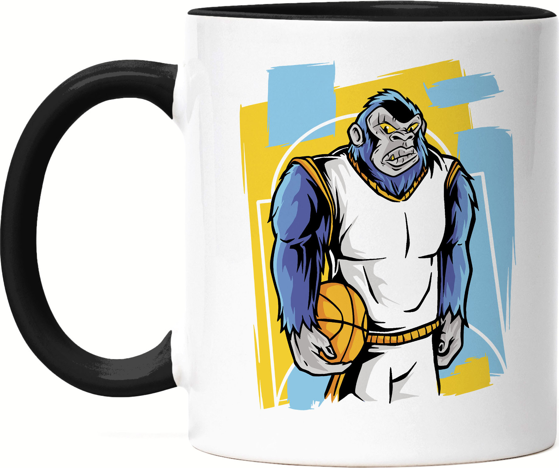 Hey!Print Basketball Tasse Schwarz Gorilla Mannschaft Spieler Korb Teamsport Gewinner Ballsport Jersey Team Mannschaftssport HP-1790-T-Schwarz