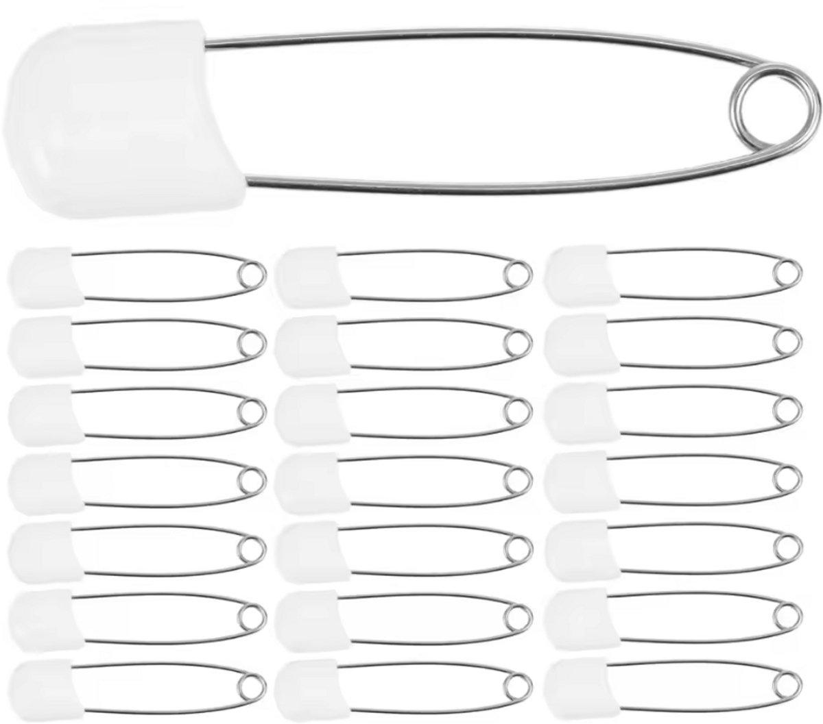 CHPN Extra sichere Sicherheitsnadeln – Sicherheitsnadel mit Schutzkappe – Weiß – 5,4 cm – Windelnadel – Sicherheitsnadel – 50 Stück – Sicherheitsnadel – Universal 251163