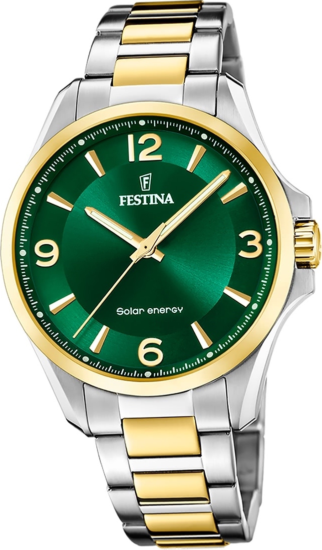 Festina pánske hodinky z ušľachtilej ocele strieborné zlato Festina Solar Energy solárne hodinky D2UF20657/3