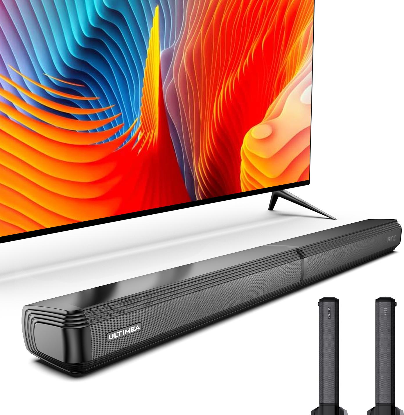 ULTIMEA 2.2-kanálový soundbar pre TV prijímače, deliteľný soundbar 2 v 1, Bluetooth 5.3, 3 režimy EQ a nastaviteľné basy, ARC/Optical/Aux/BT, Apollo S40