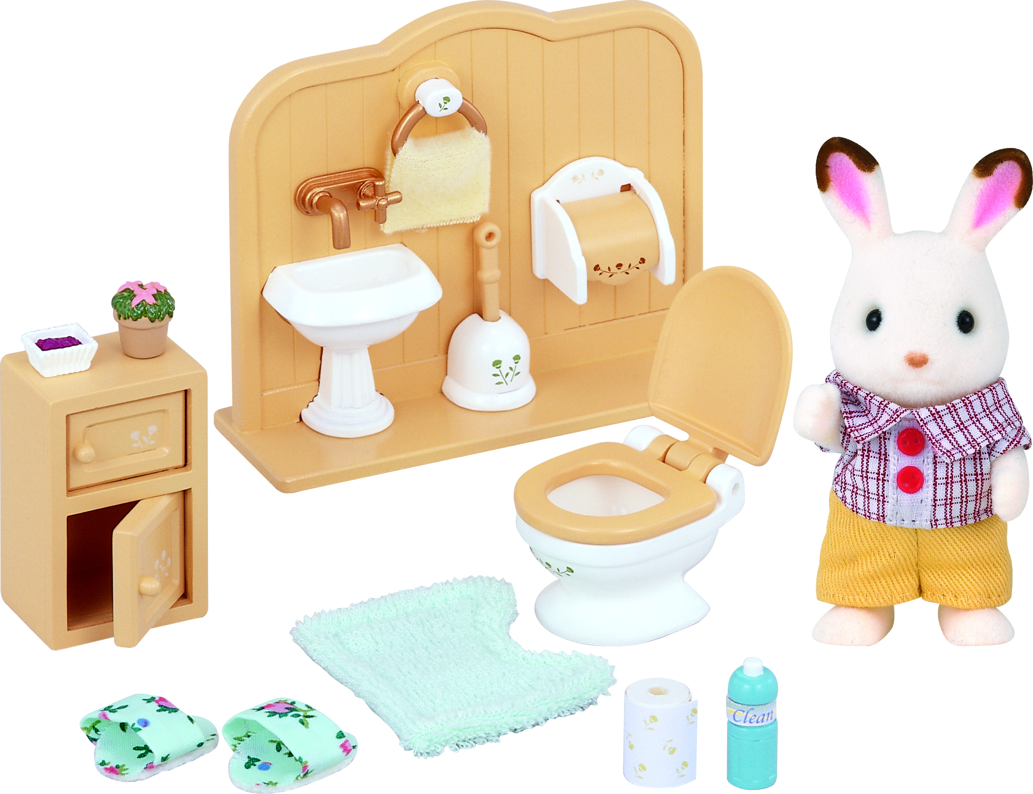 Sylvanian Families Schokoladenhasen Bruder mit Waschraum 5015