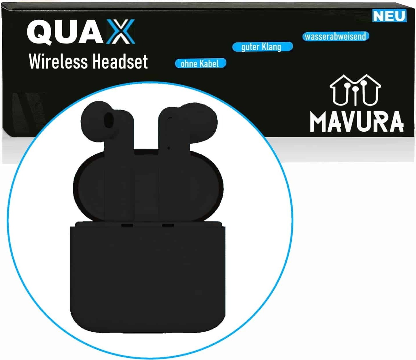 QUAX Bezdrôtové slúchadlá Bluetooth pre Iphone Samsung čierne