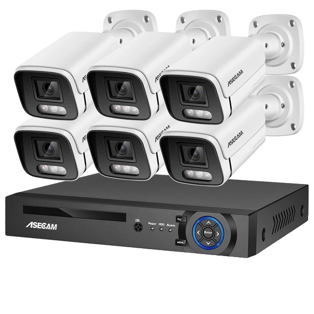 Bezpečnostný kamerový systém, rozlíšenie 8 MP, možnosť nočného videnia, žiadny, 8CH NVR a 6 kamier