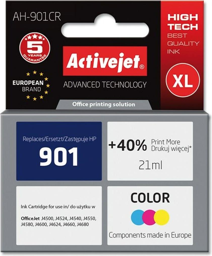 Activejet AH-901CR Ink (replacement for HP 901 CC656AE; Premium; 21 ml; colour)