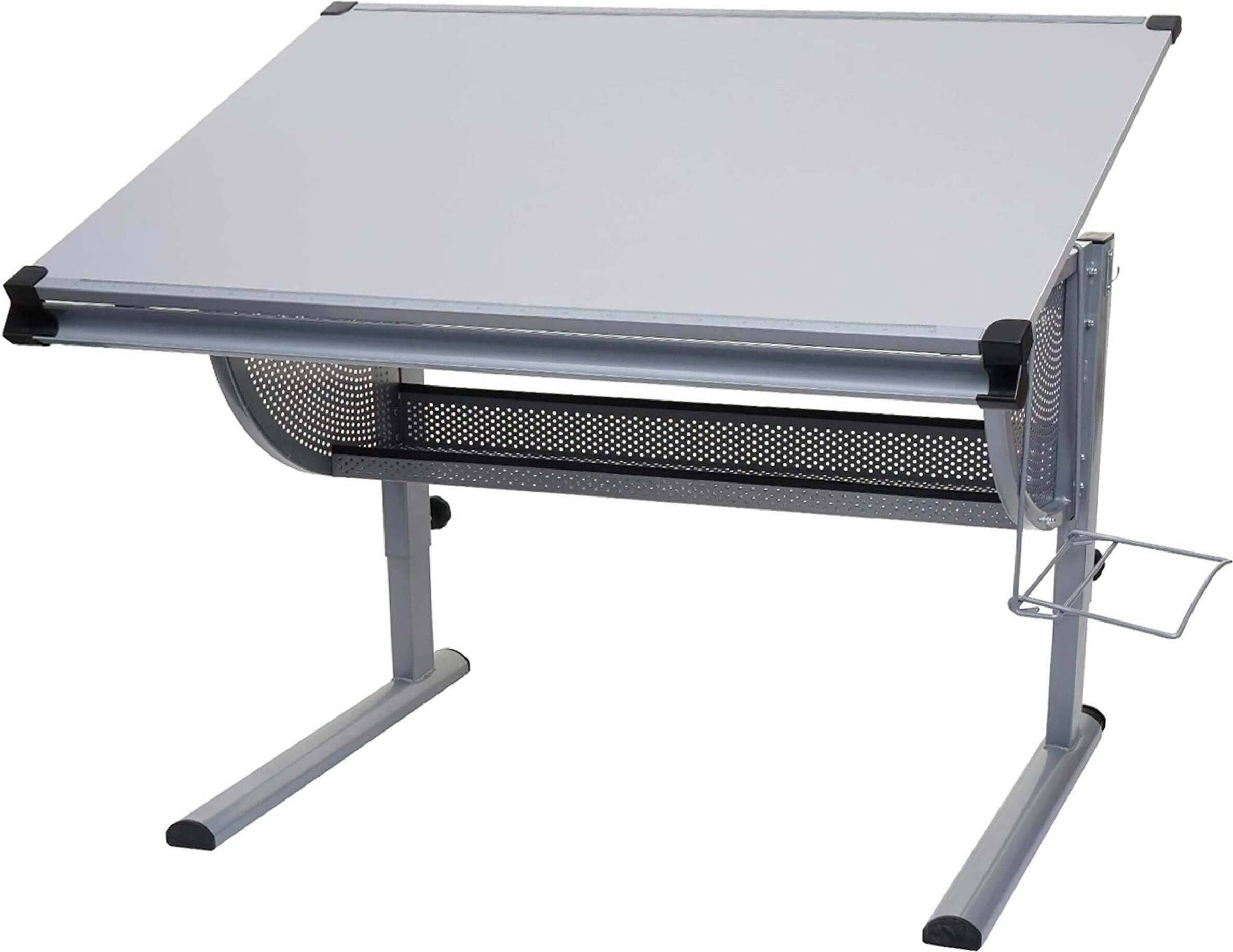 Mendler Kinder-/Jugend-Schreibtisch Schülerschreibtisch Bürotisch Oxford, höhenverstellbar, neigbar grau 86584