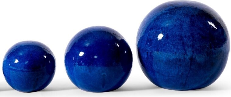 Teramico Gartenkugeln Rosenkugeln Keramik 3er Set Royal Blau glasiert