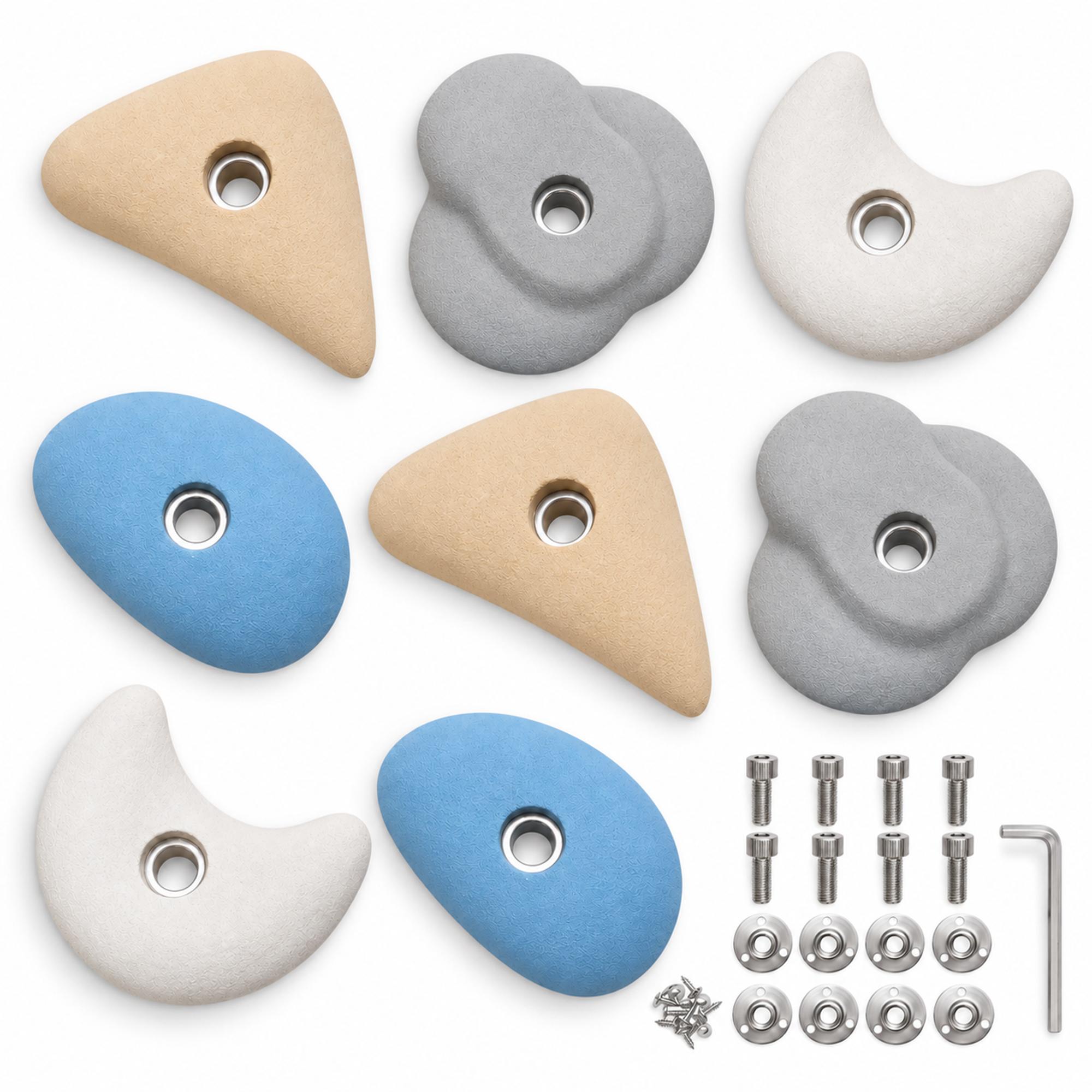 MAMOI® Klettergriffe Set, Klettersteine für die Wand, Indoor und Outdoor Klettergriffe, Klettergriffe für Kinder, Bouldergriffe, Set