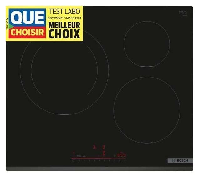 Indukčná varná doska Bosch PIJ631HB1E, 60 cm, 3 varné zóny, DirectSelect, Home Connect, čierna, 59,2 x 52,2 cm
