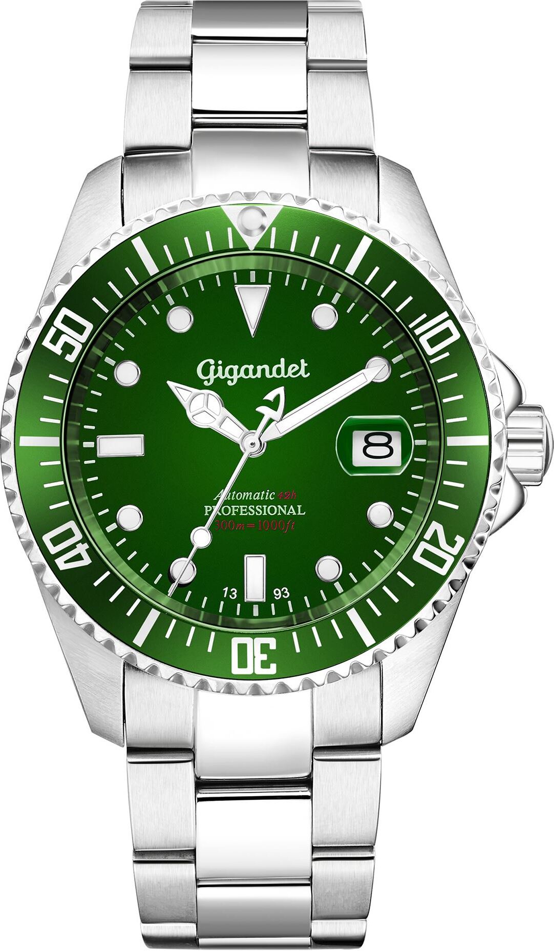 Gigandet Automatikuhr Edelstahl Silber Grün Sea Ground - G2-008
