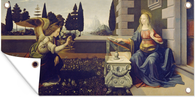 MuchoWow® 80x40 cm Outdoor-Poster Gartendeko Sichtschutz Garten Poster für den Garten Die Verkündigung - Leonardo da Vinci 133|38379068