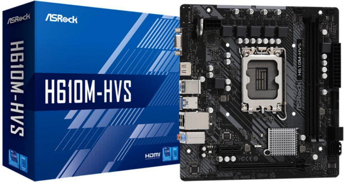 ASRock H610M-HVS - Intel - LGA 1700 - Intel® Celeron® - Intel® Core™ i3 - Intel® Core™ i5 - Intel® Core™ i7 - Intel® Core™ i9 - Intel® Pentium® - DDR4-SDRAM - 64 GB - 3200 MHz 90-MXBHT0-A0UAYZ