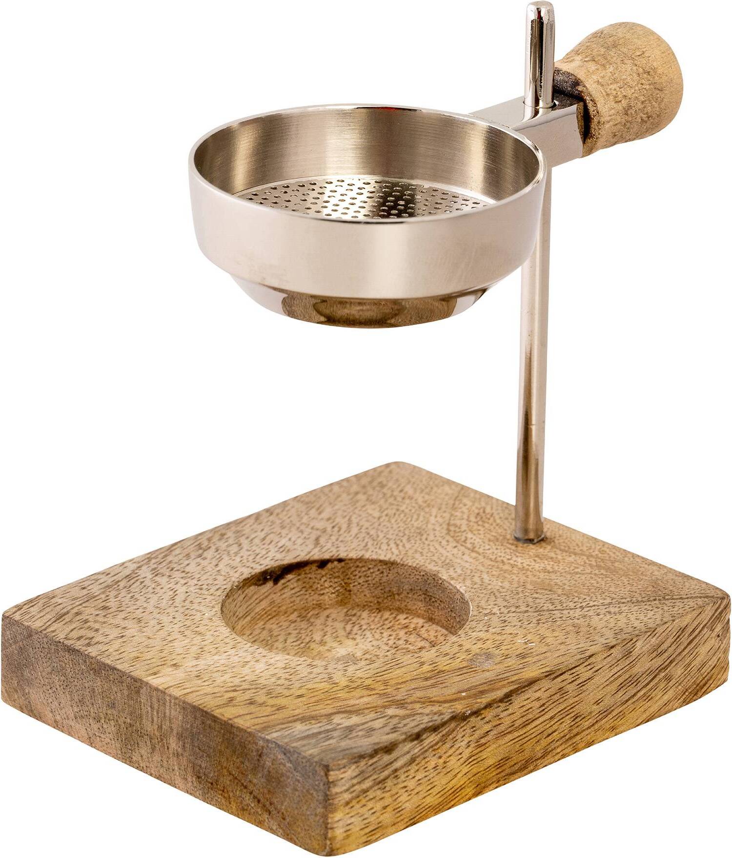 NKlaus Teelicht Räucherstövchen silber 11cm hoch verstellbar Holzboden Weihrauch Harze