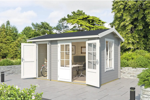 Gartenhaus Outdoor Life Wrexham 1 inkl. Fußboden 430 x 288,1 cm lichtgrau LasitaMaja_4416602003