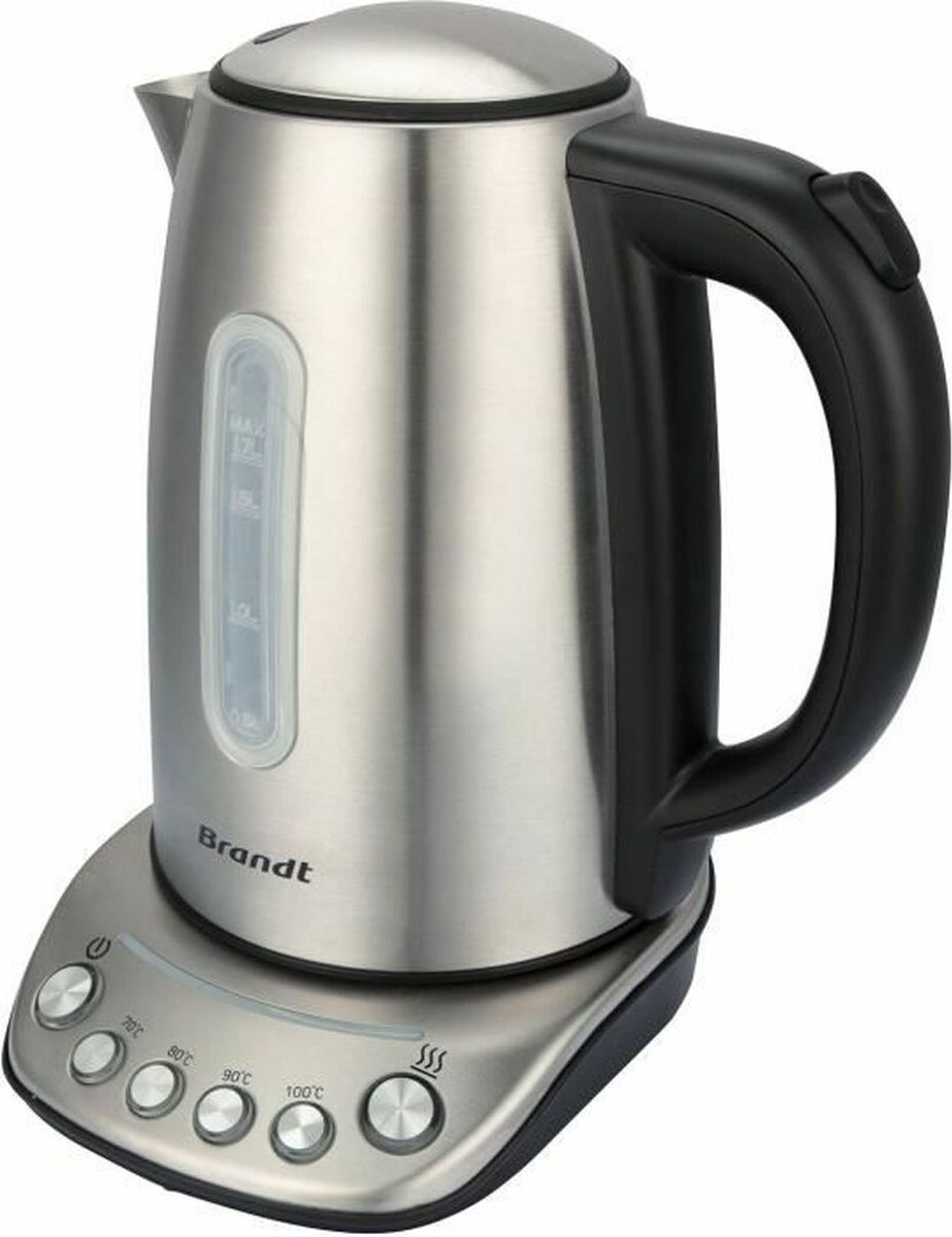 Wasserkocher - BRANDT - BO1202B - 1,7 L - 5 Temperaturen + Warmhalten - Edelstahl und schwarz