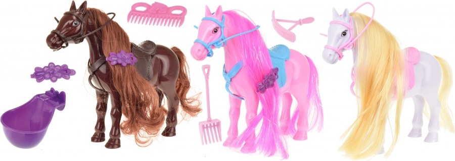 Toi-Toys HORSES 06226A - Pferdestall, Pferdeset inklusive Pferdestall aus Pappe mit 3 Märchen-Pferden
