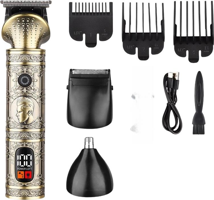 INF 3-in-1 Akku-Haarschneider Set: Präzise Haarschnitte für Zuhause Gold 390301