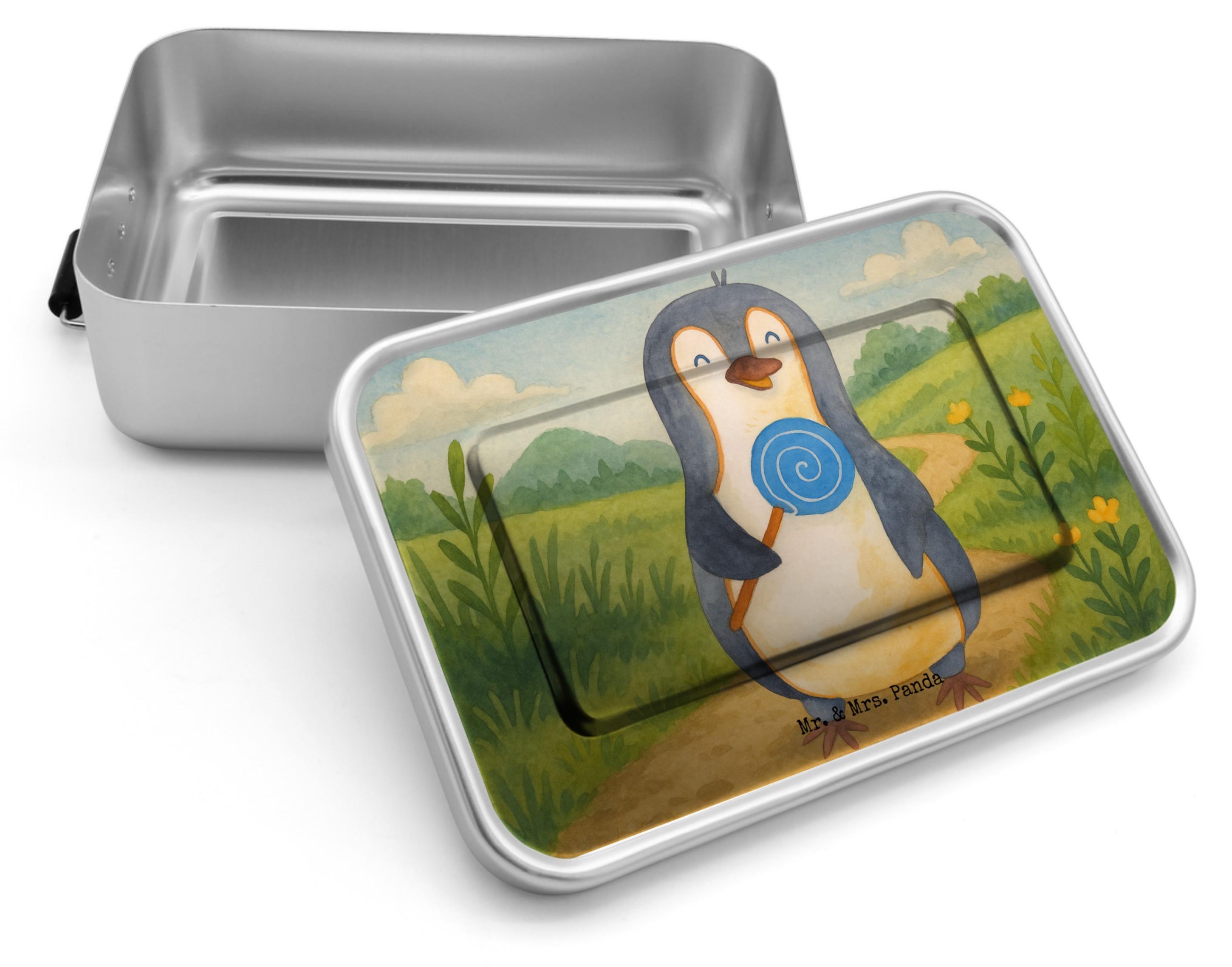 Mr. & Mrs. Panda Lunchdose Pinguin Lolli Design - Weiß - Geschenk, Süßigkeiten, Naschen, Snackbox, Pausenbrotbox, Lunchbox, Heißhunger, Metallbox, Spruch, Metall PD-1921964-STANDARD