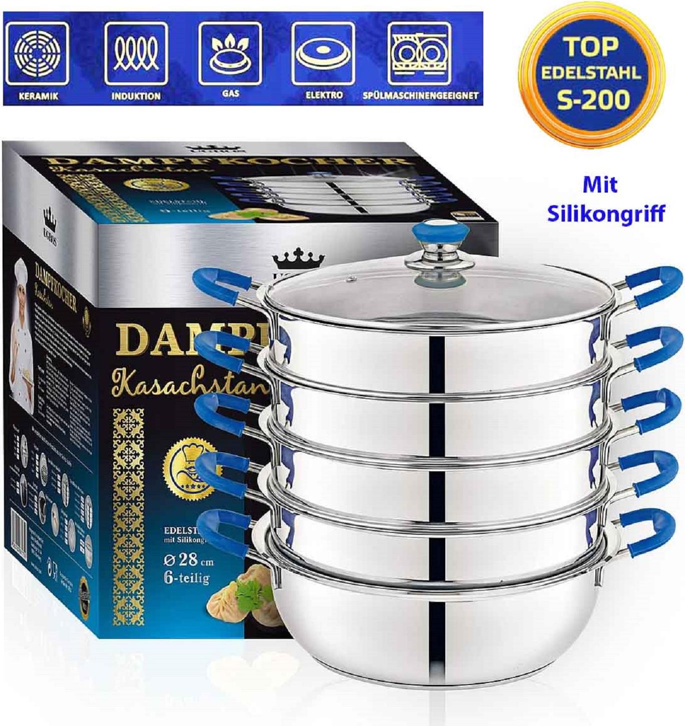 Ugros Mantowarka Dampfkocher Ø28 cm Kasachstan mit Silikongriff