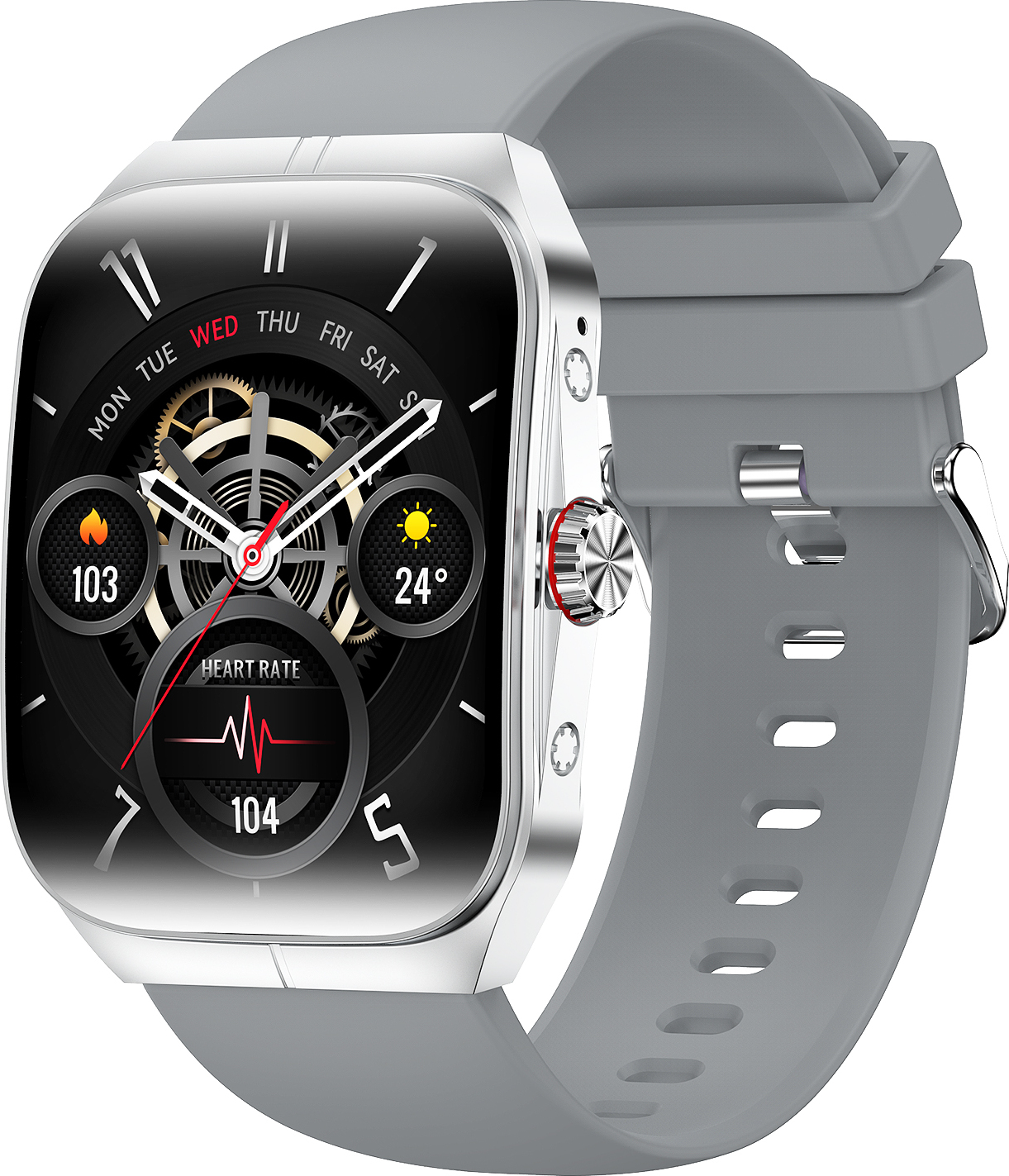 INF Smartwatch mit Herzfrequenz-, Blutdruck- und Blutsauerstoffmessung Silber 365820