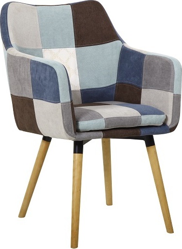 Kondela Essensstuhl Grundbesitzer - blau-beige Patchwork / Buche