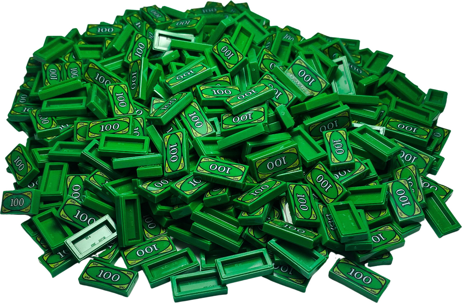 100 Stück Fliesen 1x2, grüner Geldschein
