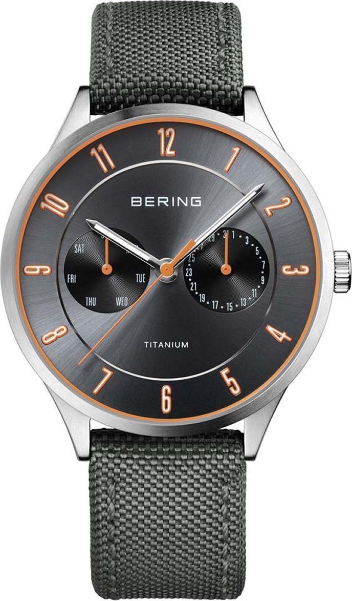 Bering Herren Armbanduhr Titanium 39 mm Armband Nylon 11539-879