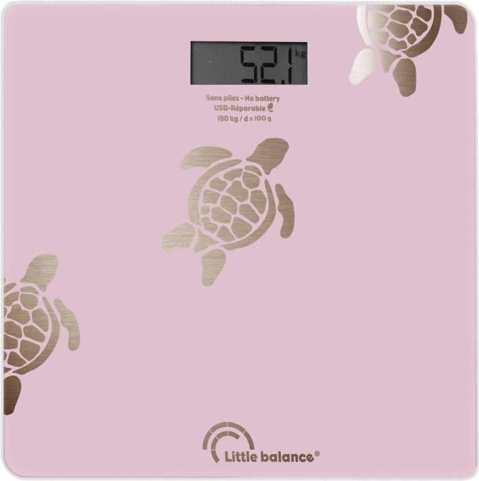 Personenwaage - LITTLE BALANCE - 8729 - Metallische Goldschildkröten - USB-reparierbar - 180 kg / 100 g - Pink LIT3760240787297