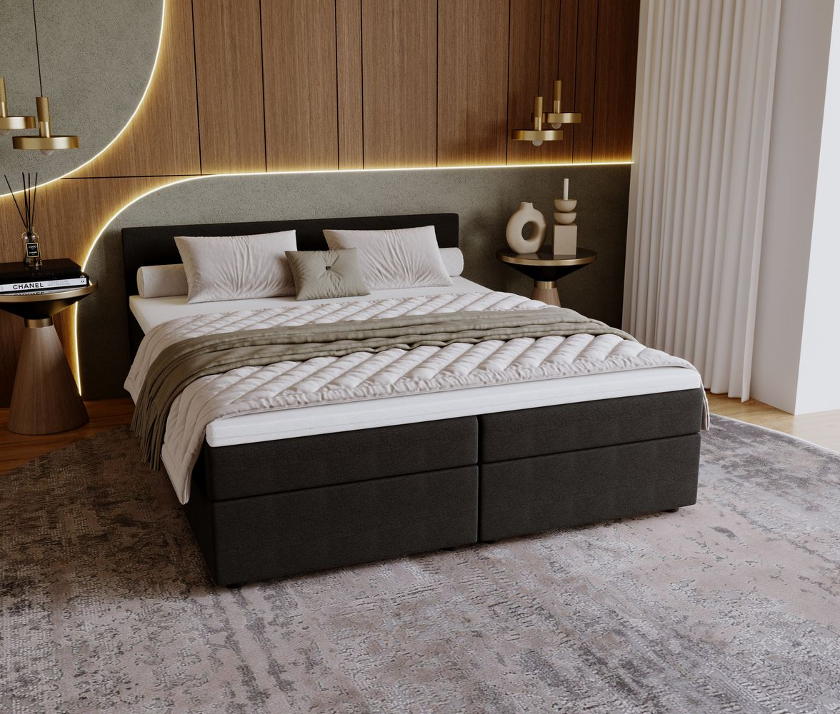 Čalúnená posteľ 140x200 SUVI 1 s úložným priestorom - antracit