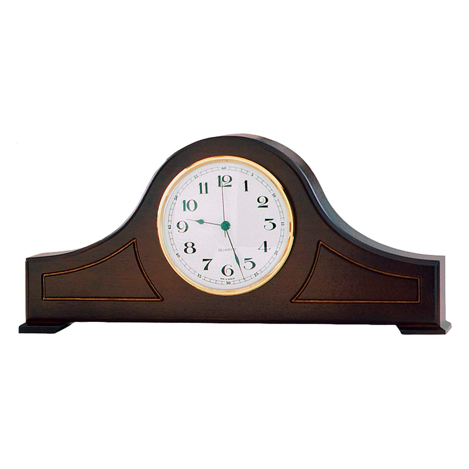 Stolové hodiny od ZEIT.punkt - dizajn NOSTALGIE - Nemecko - Masívne drevené puzdro z orecha - Ľahko čitateľné arabské číslice - Quartzový strojček - Rozmery: 33 x 15 x 6 cm - 345420