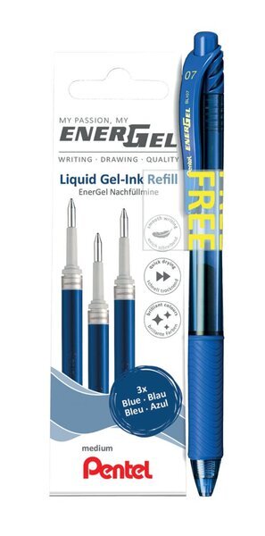 PENTEL Lotto 3 Ricariche Penna Roller Gel LR7 Colore Bordeaux 0.35 Mm