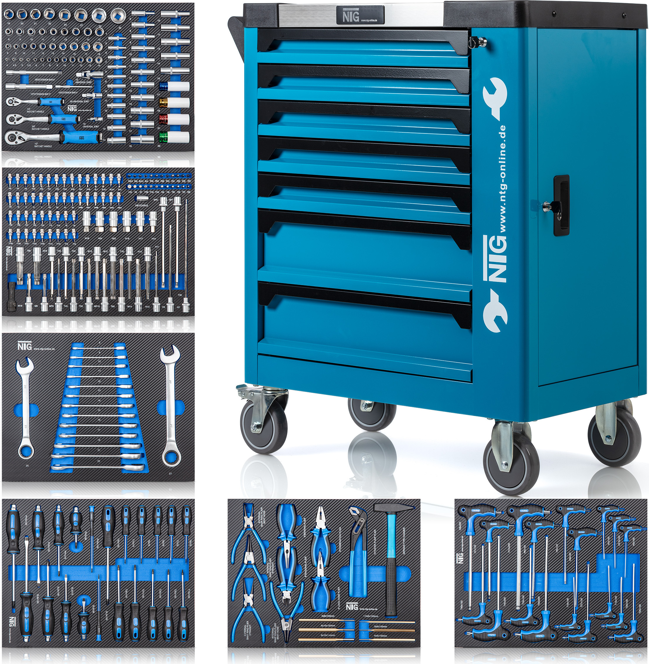 Werkzeugwagen inkl. Werkzeug 252 Teile + Seitenfach