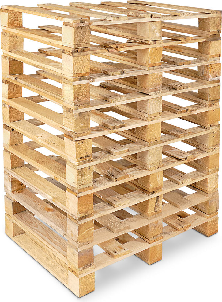 10x Holz-Einwegpalette im halben Euromaß, Einwegpalette, Halbpalette (800x 600 x 135 mm)