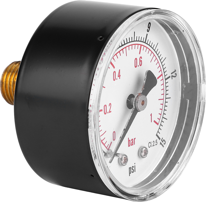 Tlakomer 50 mm Dial 1/4 BSPT zadné pripojenie pre vzduch vodu olej plyn (0-15PSI 0-1Bar)