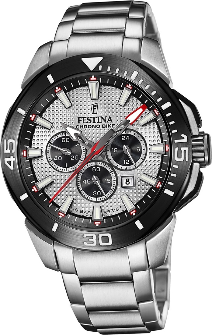Festina pánske hodinky z ušľachtilej ocele strieborné Festina Chrono Bike náramkové hodinky D2UF20641/1