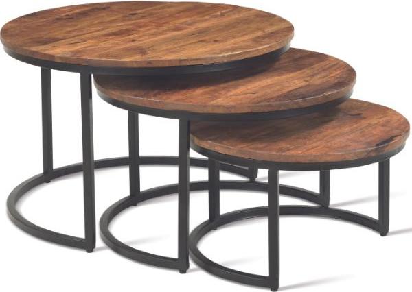 ROUSSEAU Satz von 3 Couchtischen Gaja-Magnolienholz 3260-1