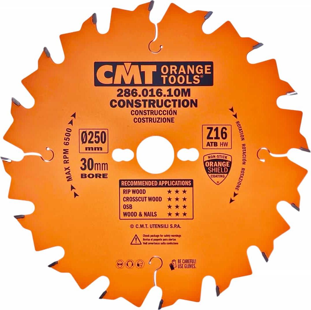 CMT | Sägeblatt für Bauholz ø 250/30 mm Z16 WZ/ATB