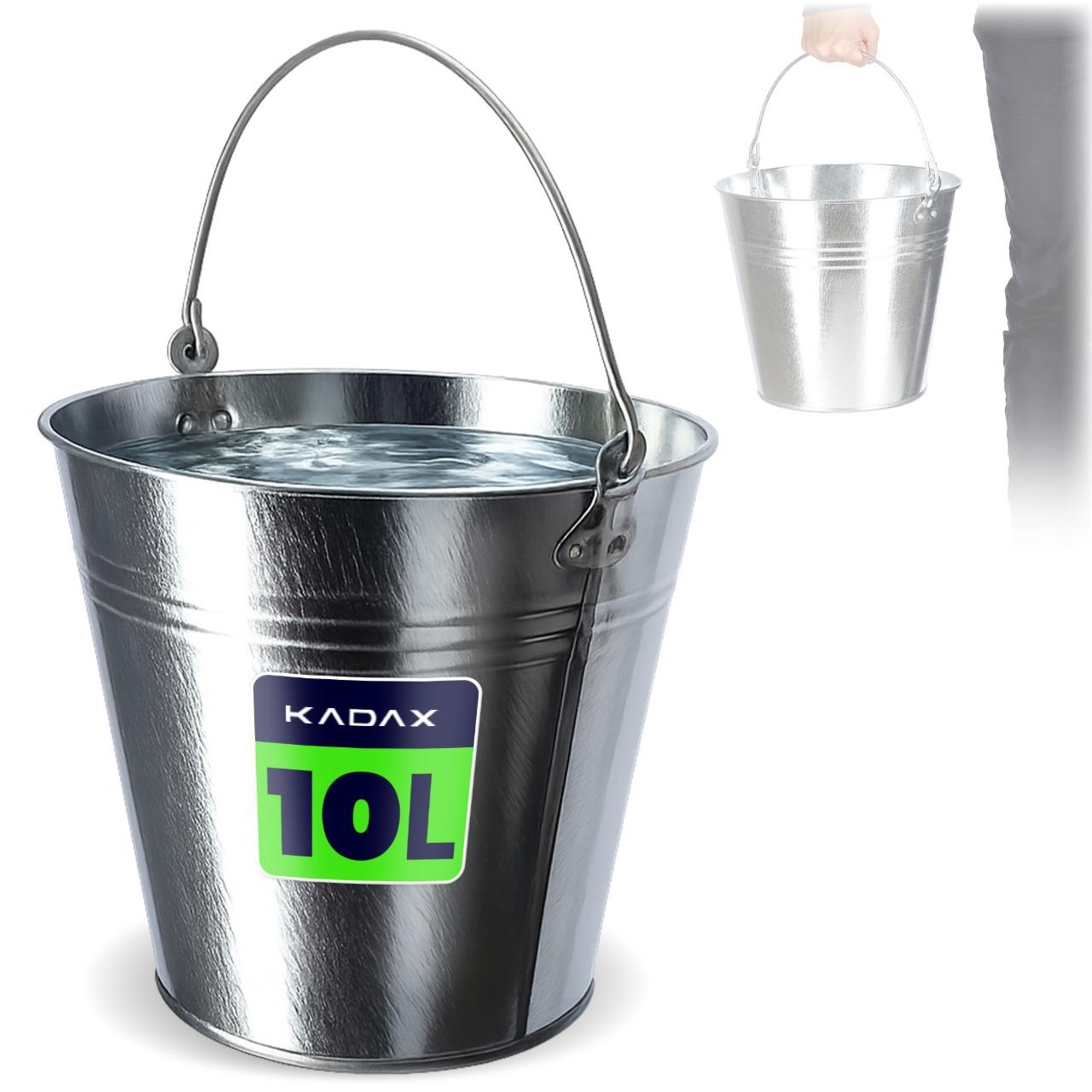 KADAX Eimer "Ruby", Zinkeimer mit Griff und mit verstärktem Boden, Ascheeimer, Deko- & Zinkeimer, 10L, Silber K2511