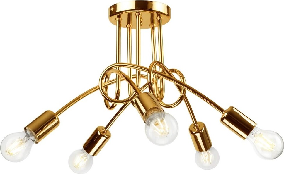 Bioledex schwungvolle Deckenleuchte 5x E27 gold Metall Z110-363